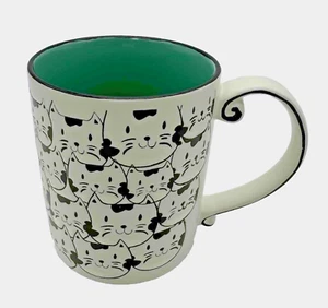 SPECTRUM DESIGNZ geprägte HAPPY CAT Gesichter Becher 16 Oz weiß grün innen - Bild 1 von 8