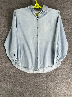 Camisa masculina vintage Looney Tunes azul média jeans Jerry Leigh botão para cima adulto M - Imagem 1 de 4