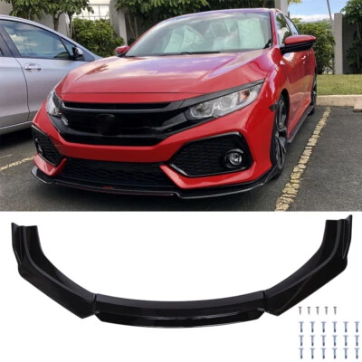 Glossy Black For 00-14 Honda Civic Gen 10Th Front Bumper Lip Spoiler Splitters - Image 1 of 4