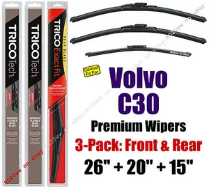 Paquete de 3 limpiaparabrisas premium ajuste delantero y trasero 2007-2010 Volvo C30 - 19260/200/15G - Imagen 1 de 1