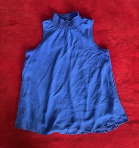 Midnight Sky Women's Sleeveless Elastic Neck Lined Blue Pullover Blouse Size: S - Picture 1 of 7