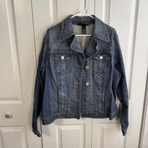 Venezia Medium Wash Blue Denim Button Up Long Sleeve Jean Jacket Women Sz 18 20 - Picture 1 of 5