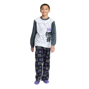 Boys Marvel Black Panther Pajama Set with Cozy Socks Gray Size XS - Picture 1 of 5