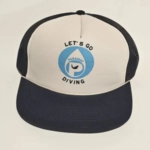 Vintage Trucker Hat Let's Go Diving Snapback Cap - Picture 1 of 3
