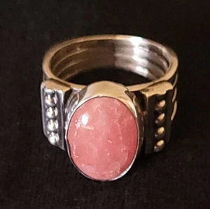 ANILLO DE PLATA ESTERLINA NAVAJO CON 4 AROS TALLA 6 CON 1 PEPITA DE RODOCROSITA - Imagen 1 de 7
