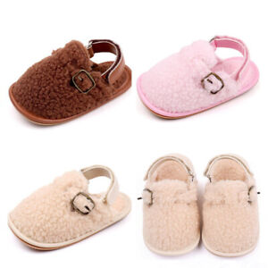 Newborn Baby Boy Girl Sherpa Pram Shoes Infant Warmer Sandals Toddler Slidders