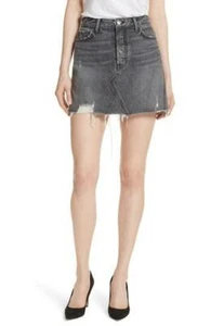 GRLFRND Eva Distressed Mini Denim Jean Skirt in Silver Spoon Size 24 - Picture 1 of 5
