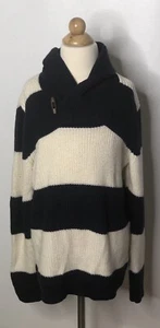 GAP KIDS BOYS Blue White Striped Cowl Neck Sweater Sz Med 8 Nautical - Picture 1 of 2