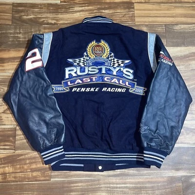 Vintage Jeff Hamilton Rusty Wallace Miller Lite Leather Reversible Jacket Sz S/M - Image 1 of 4