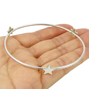 Large Handmade Celestial Star Solid 925 Sterling Silver Bangle Gift Boxed - Picture 1 of 5