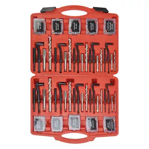 338Pc Thread Repair Tool, HSS Drill Helicoil Kit, SAE 1/4"-1/2"/ Metric M5-M12 - Picture 1 of 7