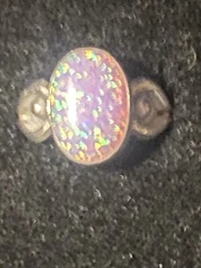 Vintage Opal Navajo Native American Sterling Silver Ring Signed RB Size 6 - Picture 1 of 5