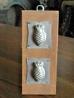 2 Antique Metal Pineapple Chocolate Candy Mold 1 7/8 " on wood plaque Front Only