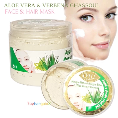 Ghassoul Clay Face Mask Natural Moroccan White Kaolin Aloe Vera Verbena Rhassoul - Image 1 of 4