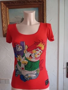Vintage Love Moschino bezauberndes helles T-Shirt rot Gr. S Carlson Strass - Bild 1 von 10