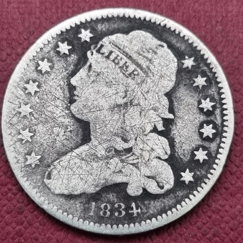 1834 Capped Bust Quarter 25c Circulated #58438 Cover