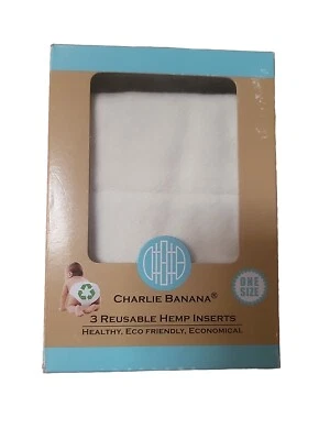Charlie Banana 3 Reusable Cloth Diaper Deluxe Inserts OS White Small New - Image 1 of 2