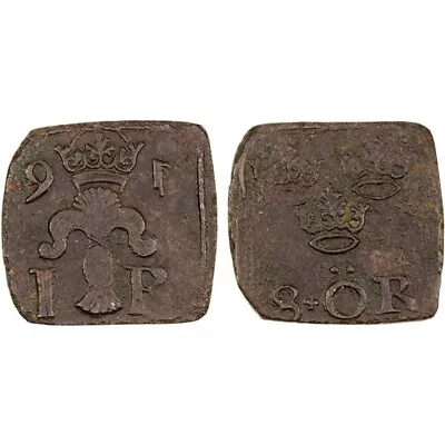 1591 Sweden Klippe 8 Ore, NGC AU Details- Damage, Johan III, Emergency Issue - Image 1 of 4