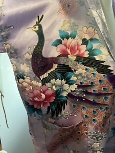 Lavender Peacock Flowers Kimono Style Shirt/Robe (xs)