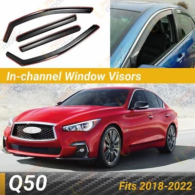 For Infiniti Q50 2018-2022 In-Channel Vent Window Visor Rain Guard Deflectors - Image 1 of 4
