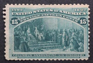 U.S. Scott # 238 Columbian 15 Cent Dark Green 1893 Stamp Mint HR sny - Picture 1 of 1