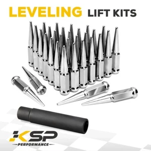 32PCS Chrome M14X1.5 Spike Lug Nut for Silverado Sierra 1500 2500 3500 F150 F250 - Picture 1 of 7