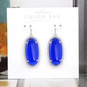 Pendientes Kendra Scott Elle azul cobalto tono plata nuevos sin etiquetas - Imagen 1 de 5
