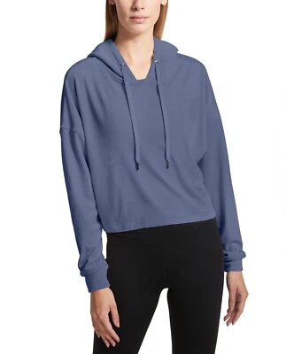 DKNY Women's Sport Velour Cropped Hoodie, Color Odyssey, L, XL NWT $79 - Image 1 of 3