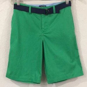 Chaps Boys Sz 14 Green Flat Front Chino Shorts and Belt 100% Cotton - Picture 1 of 9