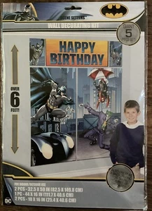 Batman DC Birthday Party Scene Setters Wall Decorating Kit Giant 5 Pc Set - Picture 1 of 2