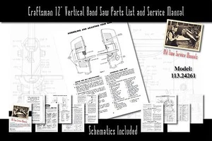 Craftsman 12" Vertical Band Saw 113.24261 Owners Manual Parts List etc. - Picture 1 of 3