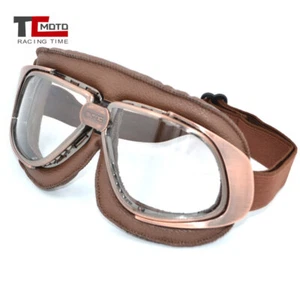 Vintage Aviator Pilot Motorcycle Cruiser Scooter Biker Retro Goggles Clear lens - Bild 1 von 4
