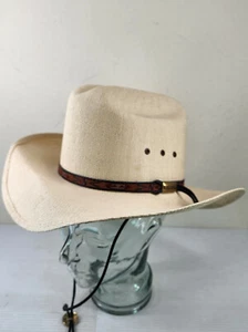 White Stallion Ranch Stroh Cowboy Hut Western Elfenbein 17-1/8 Bangora Cattleman - Bild 1 von 12