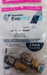 SharkBite EvoPex 1/2" x 1/2" MNPT Male Adapter #1061599 (2 pack) - Picture 1 of 1