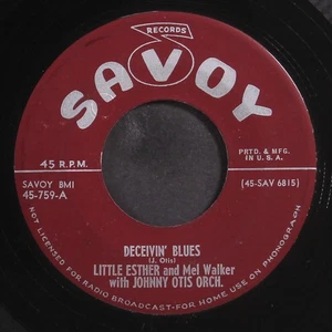 LITTLE ESTHER: deceivin' blues / lost dream blues SAVOY 7" Single 45 RPM - Picture 1 of 2