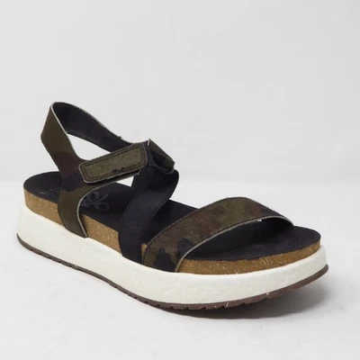 Sandalias de plataforma OTBT Sierra estampado camuflaje correas pelo de becerro verde para mujer talla 9,5 M Foto 1 de 4