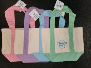Trader Joe’s 2025 Full Set Pastel Mini Canvas Tote Bags – Rare, Ships Worldwide! - Picture 1 of 5