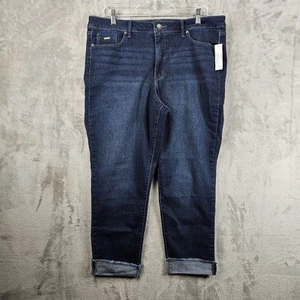 Nine West Crop Jeans Womens Size 16 37X25.5 Blue Denim Cuffed Stretch B5700-1282 - Picture 1 of 17