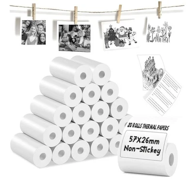 20 rollos de papel térmico, papel de impresora térmica brillante para mini impresora portátil Foto 1 de 4