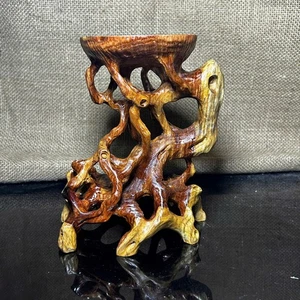 Wooden Display Stand made of Padauk, handmade sculpture, core wood, size 6.8" - Picture 1 of 12