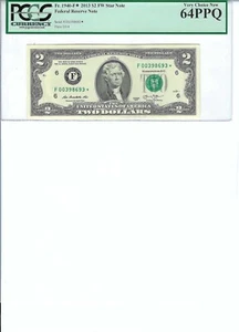 2013 $2 FRN FR1940-F* PCGS 64 PPQ, Atlanta * Note S/N F00398693*!!! - Picture 1 of 2