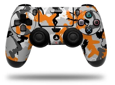 Recubrimiento para Mando Playstation 4 Sony PS4 Sexy Niña Silueta Camuflaje Naranja Foto 1 de 3