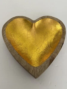 Wood Heart Shape Jewelry Trinket Dish Handmade Carved Rustic Farmhouse Decor - Picture 1 of 11