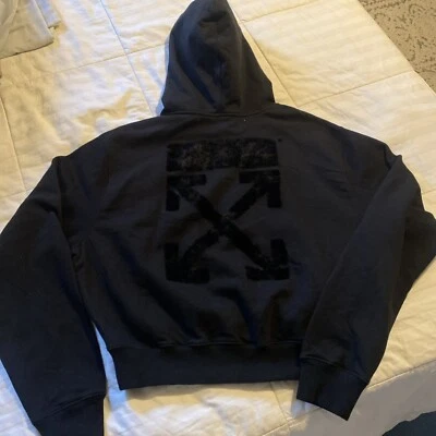 Sudadera con capucha para mujer Off White Virgil Abloh talla pequeña negra Foto 1 de 4