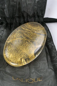 Rare Lalique Signed Clear Crystal Glass With Gold Design Oval Shaped Worry Stone - Picture 1 of 4