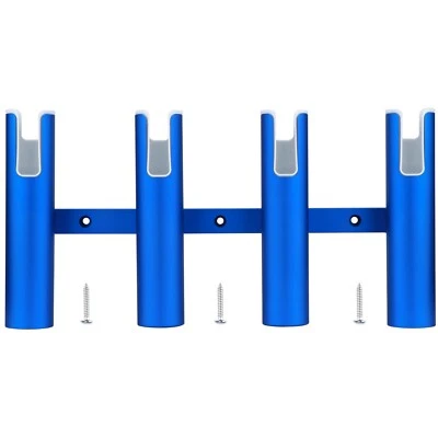Blue Aluminium Boat Fishing Rod Holder 4 Tubes Rod Pod with Screws - Image 1 of 4