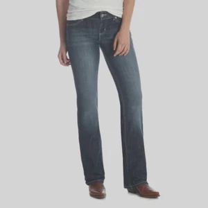 Wrangler Women's Essentials Bootcut Jeans, Dark Blue, 1/2X32 - Picture 1 of 4