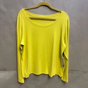 NWT $78 Eileen Fisher Citron Scoop Neck Long Sleeve Shirt XL 100% Organic Cotton - Picture 1 of 4