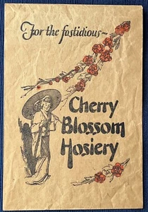 1920's Flapper Era Cherry Blossom Hosiery Advertising Bag Stockings Seamed - Picture 1 of 4