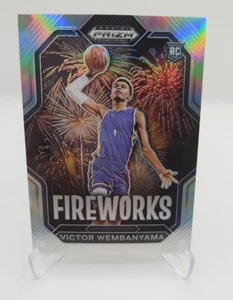 2023/24 PANINI PRIZM DRAFT PICKS VICTOR WEMBANYAMA ROOKIE RC SILVER FIREWORKS SP - Picture 1 of 2